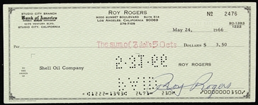 1966 Roy Rogers Singing Cowboy Signed Personal Check (JSA)