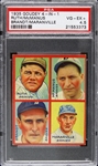 1935 Babe Ruth Marty McManus Ed Brandt Rabbit Maranville Boston Braves Goudey 4-in-1 Trading Card (PSA VG-EX+ 4.5)