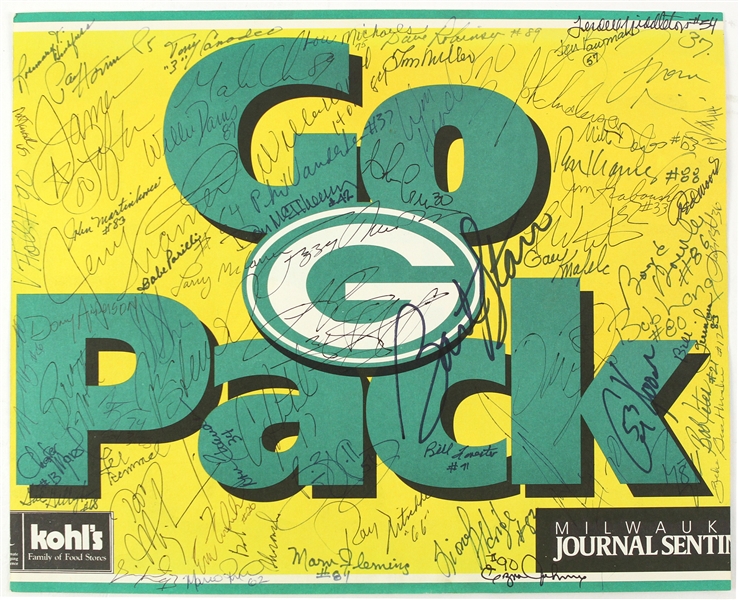 1990s-2000s Green Bay Packers Multi Signed 11" x 13" Go Pack Stadium Flat w/ 60+ Signatures Including Bart Starr, Tony Canadeo, Ray Nitschke, James Lofton & More (JSA)