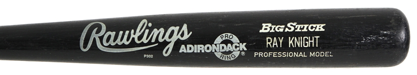 1986-89 Wally Backman Ray Knight Mets/Twins/Tigers Professional Model Game Used Bats - Lot of 2 w/ Knight Signed (MEARS LOA)