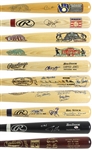 1990s-2000s Signed & Commemorative Bat Collection - Lot of 9 w/ 6 Signed Including Duke Snider, Don Drysdale, Robin Yount, Paul Molitor, Chipper Jones & More (JSA)