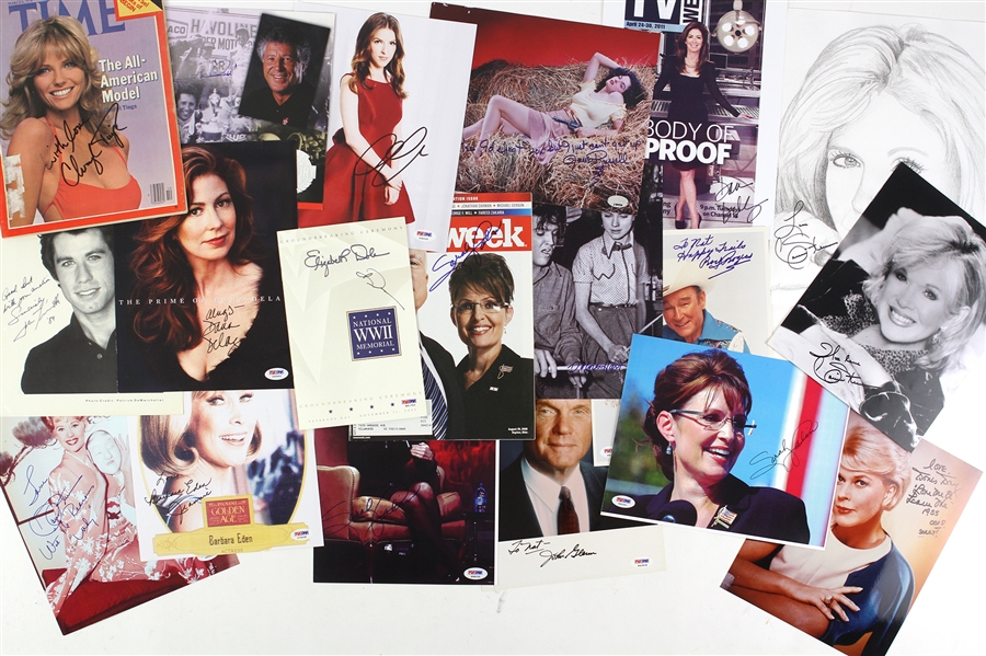 1970s-2000s Athletes Entertainers Politicians Signature Collection - Lot of 42 w/ Jane Russell, Mario Andretti, Roy Rogers, John Glenn, Bonnie Blair & More (JSA)