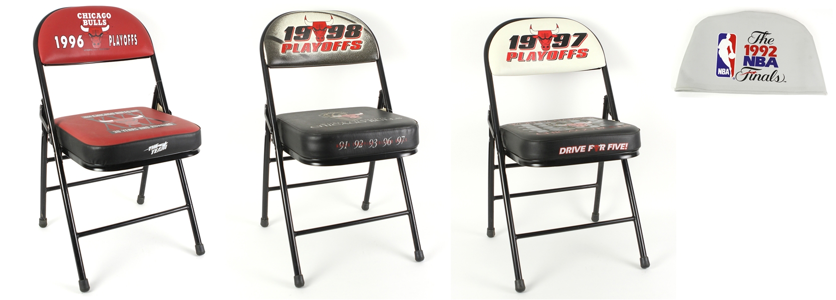 1996-98 Chicago Bulls Second Three Peat Courtside Folding Chairs - Lot of 3 (MEARS LOA)
