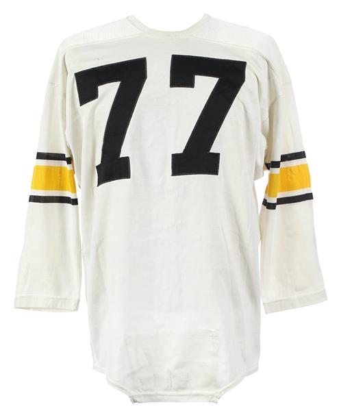 1960s White Durene #77 Game Worn Rawlings Football Jersey (MEARS LOA)