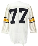 1960's White Durene #77 Game Worn Rawlings Football Jersey (MEARS LOA)