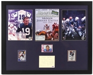 1970s-2000s Johnny Unitas Baltimore Colts 23" x 29" Framed Display w/ Signed Cut (PSA/DNA)