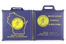 1970s Milwaukee Brewers Barrelman Logo "Major League Baseball in Wisconsin" Seat Cushions - Lot of 2 