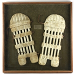1896 Field Hockey Game Worn Shin Guards 33" x 33" Framed (MEARS LOA)