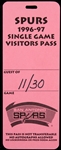 1996 (November 30) Michael Jordan Chicago Bulls 25,000th Career Point Single Game Visitors Pass 