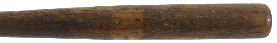 1917-1922 Bill Wambsganss Cleveland Indians H&B Louisville Slugger Professional Model Game Used Side Written (6-3-22) Game Used Bat (MEARS A10) “Famous For His Unassisted World Series Triple Play” 