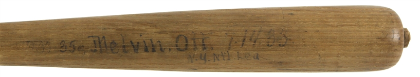 1933 Mel Ott New York Giants H&B Louisville Slugger Lathe Pattern Bat (MEARS LOA) Sidewritten "Melvin Ott 7/14/33 Ny Ntl Lea"