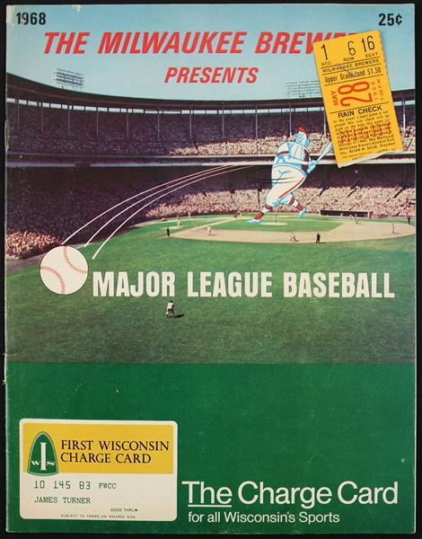 1968 The Milwaukee Brewers Presents.. Major League Baseball (White Sox vs. Orioles) Program & Stub