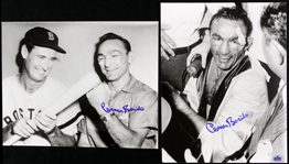 1950s Carmen Basilio Signed 8x10 B&W Photo With Ted Williams & Solo (JSA) (Lot of 2)