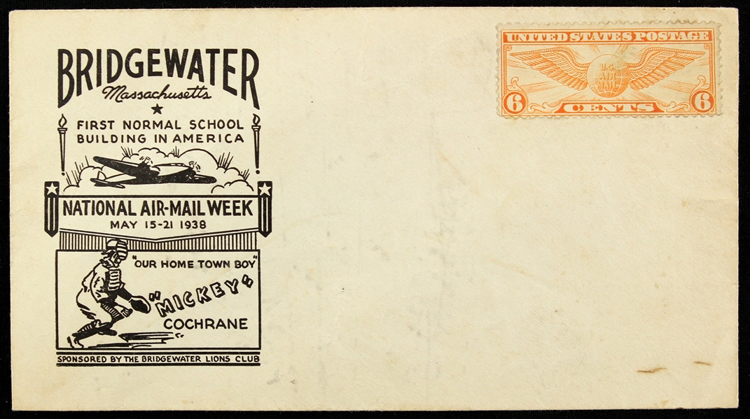 1938 Rare Mickey Cochrane Detroit Tigers National Air Week First Day Of Issue 3.5”x5.5” Cover