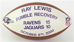 2000 (October 10) Ray Lewis Baltimore Ravens ONFL Tagliabue Game Used Fumble Recovery Presentation Football (MEARS LOA)