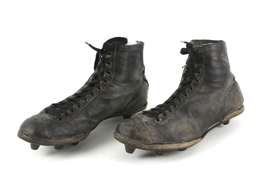 1910s-20s Game Worn Leather High Top Football Boots (MEARS LOA)