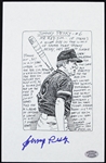Rare Johnny Peskey Signed 6x8 Ink Sketch Lithograph Print, Boston Red Sox (JSA)