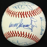 1980 Seattle Mariners Team Signed OAL MacPhail Baseball w/ 19 Signatures Including Vada Pinson, Mario Mendoza, Floyd Bannister & More (JSA)