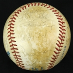 1985-89 Hall of Fame & Star Multi Signed OAL Brown Baseball w/ 21 Signatures Including Johnny Mize, Lefty Gomez, Jake Gibbs, George Scott & More (JSA)