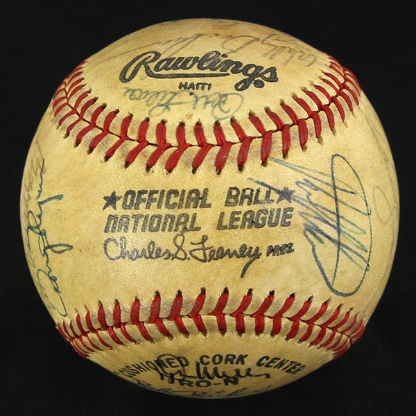 1981 New York Mets Team Signed ONL Feeney Baseball w/ 28 Signatures Including Bob Gibson, Rusty Staub, Mookie Wilson, Mike Scott & More (JSA)