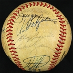 1981 New York Mets Team Signed ONL Feeney Baseball w/ 28 Signatures Including Bob Gibson, Rusty Staub, Mookie Wilson, Mike Scott & More (JSA)