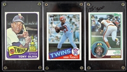 1965-85 Tony Oliva Tony Gwynn Kirby Puckett Topps Baseball Trading Cards - Lot of 3
