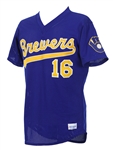 1980s-90s Milwaukee Brewers Apparel Collection - Lot of 2 w/ #16 Batting Practice Jersey & Robin Yount Undershirt (MEARS LOA)
