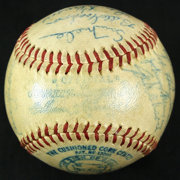 1947 Boston Red Sox Team Signed OAL Harridge Baseball w/ 26 Signatures Including Ted Williams (Clubhouse), Dom DiMaggio, Joe Cronin, Bobby Doerr & More (JSA)