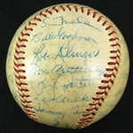 1947 Boston Red Sox Team Signed OAL Harridge Baseball w/ 26 Signatures Including Ted Williams (Clubhouse), Dom DiMaggio, Joe Cronin, Bobby Doerr & More (JSA)