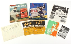 1900s-70s Baseball Memorabilia Collection - Lot of 8 w/ Programs, Stan Musial Facsimile Signed Photo & More