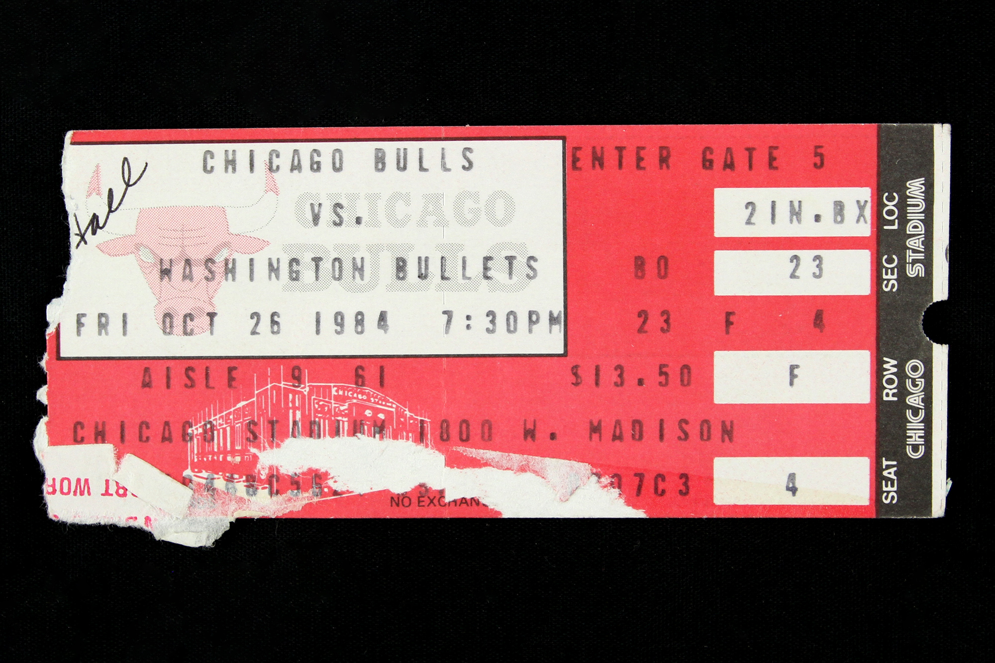 Ticket stub to Michael Jordan's Chicago Bulls debut sold at