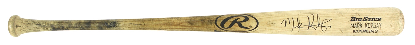 1997 Mark Kotsay Florida Marlins Signed Rawlings Adirondack Professional Model Game Used Bat (MEARS LOA/JSA) World Series Season