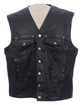 1990's-2000's Time Keeper Wisconsin Leather Harley Davidson Motorcycle Vest