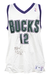 1997-98 Michael Curry Milwaukee Bucks Signed Game Worn Home Jersey (MEARS LO/JSA)