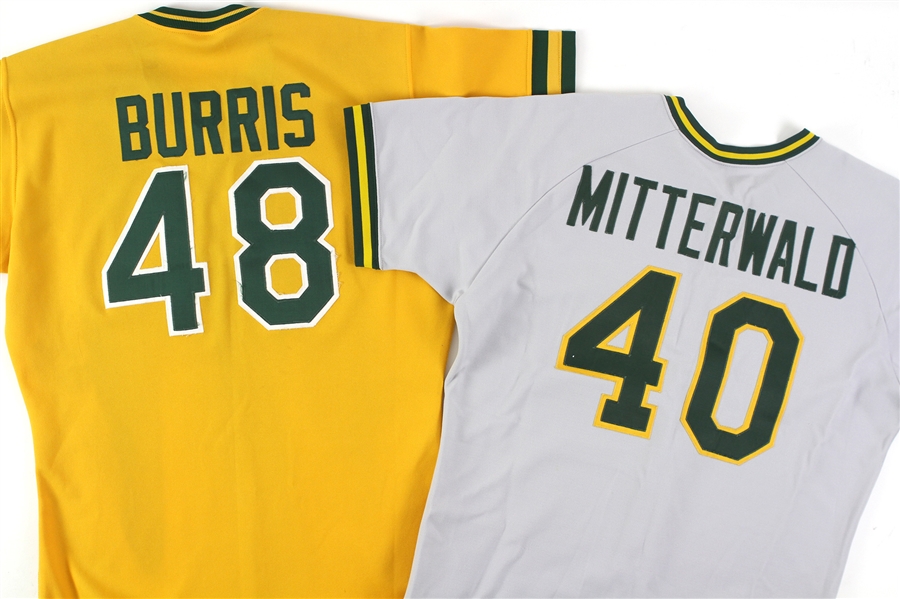 1982-84 George Mitterwald Ray Burris Oakland Athletics Game Worn Jerseys - Lot of 2 (MEARS LOA)