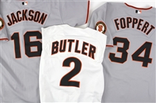 1990-2004 Brett Butler Sonny Jackson Jesse Foppert San Francisco Giants Game Worn Jerseys - Lot of 3 (MEARS LOA)