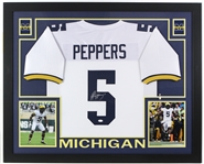 2017 Jabril Peppers Michigan Wolverines 36" x 44" Framed Display w/ Signed Jersey (*JSA*)