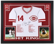 2016 Pete Rose Cincinnati Reds 36" x 44" Framed Display w/ Signed Career Accomplishment Jersey (*JSA*)