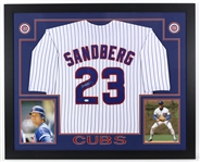 2016 Ryne Sandberg Chicago Cubs 36" x 44" Framed Display w/ Signed Jersey (*JSA*)
