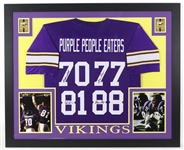 2000s Alan Page Carl Eller Jim Marshall Gary Larsen Minnesota Vikings 36" x 44" Framed Display w/ Multi Signed Jersey (*JSA*)