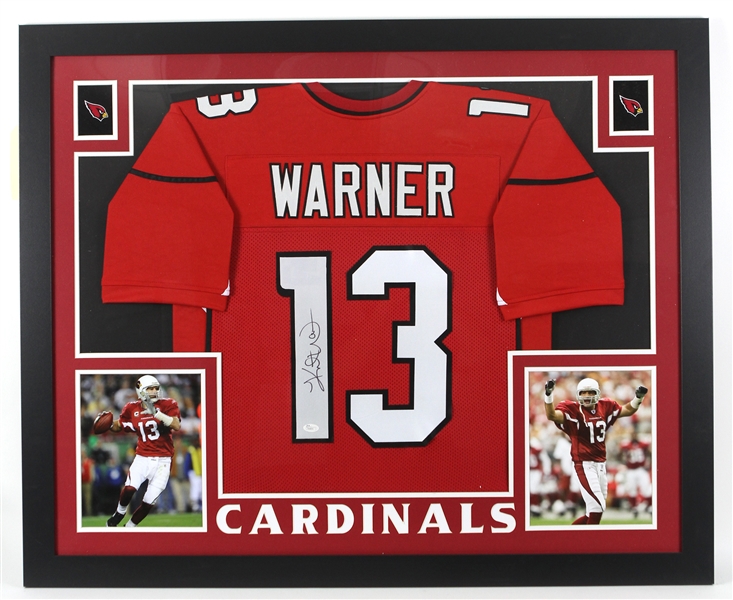 2005-09 Kurt Warner Arizona Cardinals 36" x 44" Framed Display w/ Signed Jersey (*JSA*)