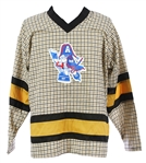 1997-2001 Bob Uecker Milwaukee Admirals Memorabilia - Lot of 3 w/ Plaid Jersey, CCM Helmet & Bauer Gloves (MEARS LOA) 
