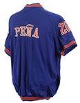 1990-91 Alejandro Pena New York Mets Game Worn Half Zip Pullover (MEARS LOA)