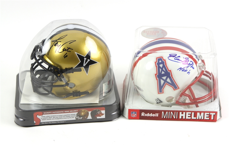 2000s Elvin Bethea Jay Cutler Signed Mini Helmet Collection - Lot of 2 (JSA)