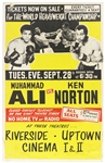 1976 Muhammad Ali Ken Norton World Heavyweight Title Bout 14" x 22" Closed Circuit Broadside