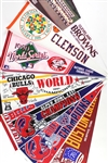 1970's-90's World Series Super Bowl NBA Champions Final Four Bowl Game Full Size Pennant Collection - Lot of 50