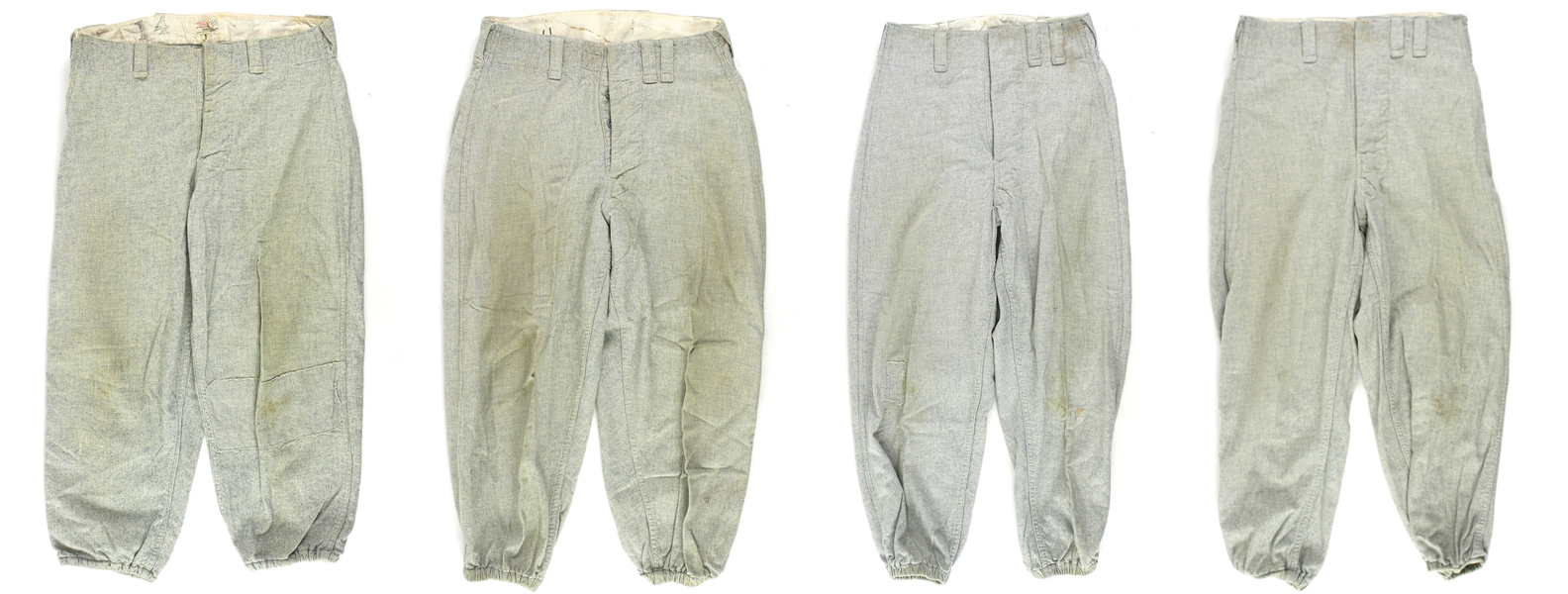 1947-59 Wilson Game Worn Flannel Baseball Uniform Pants - Lot of 4 Pairs