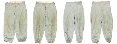 1947-59 Wilson Game Worn Flannel Baseball Uniform Pants - Lot of 4 Pairs