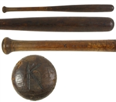 1916-18 Jack Markweiss Marquette Academy Game Used Baseball Equipment & Studio Photography Collection - Lot of 7 w/ Spalding Shin Guards, Mitt, Bat & More (MEARS LOA)