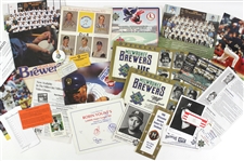 1970s-2000s Milwaukee Brewers Memorabilia Collection - Lot of 30 w/ Trading Cards, Photos, Publications & More